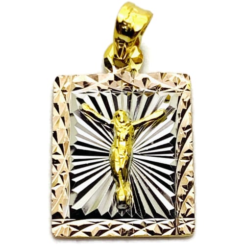 Square tri-color pendant gold-filled olympicchrist charms & pendants