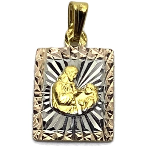 Square tri color pendant gold filled comunion charms & pendants