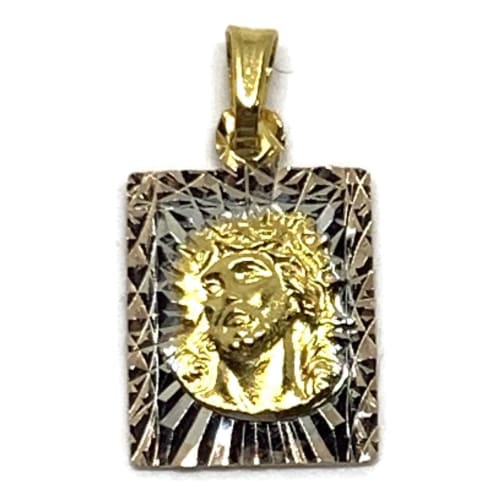 Square tri-color pendant gold-filled christface charms & pendants