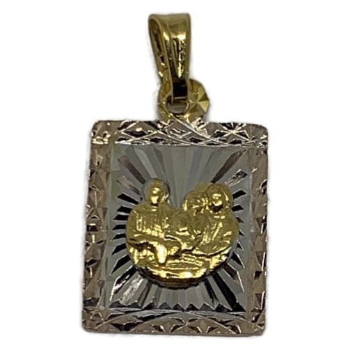 Square tri-color pendant gold-filled baptism charms & pendants