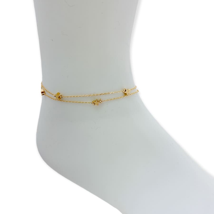Star double chain anklet 18k of gold plated anklet