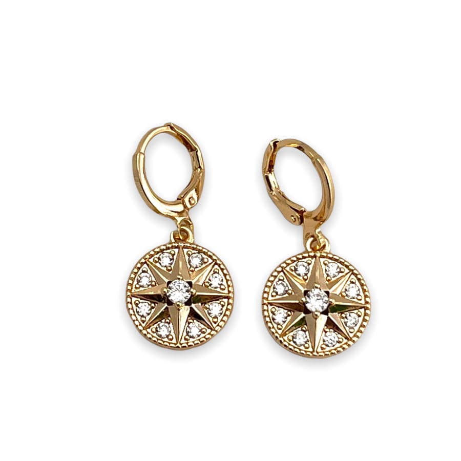Star with clear stones drop earrings in 18k of gold plated