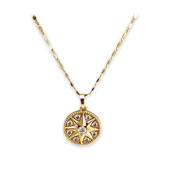 Star with clear stones pendant necklace in 18k of gold plated chains