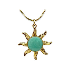 Sunshine turquoise center chain necklace in 18kts gold plated chains