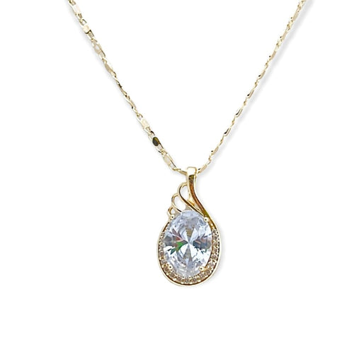 Swan cz charm necklace in 18k of gold plated chains