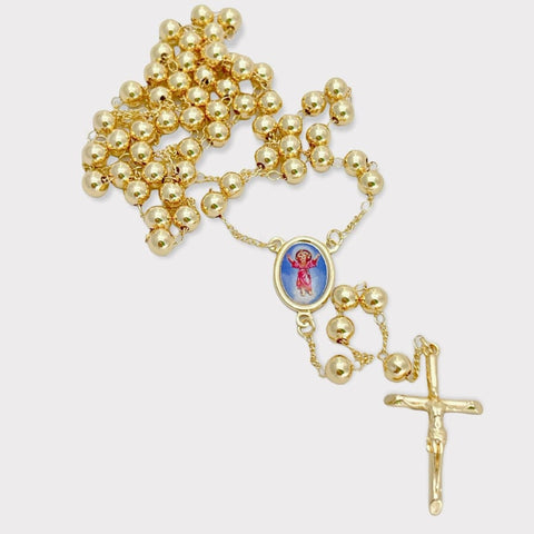 Guadalupe colorful portrait gold plated rosary necklace
