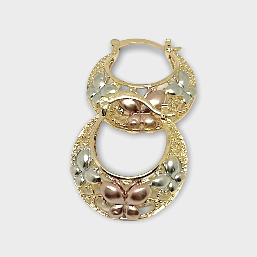 Three colors butterflies hoops in rose silver 18k of gold plated earrings earrings