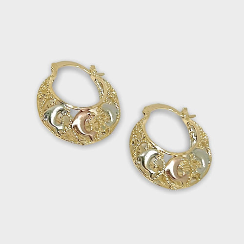 Three colors dolphins hoops in rose silver 18k of gold plated earrings earrings