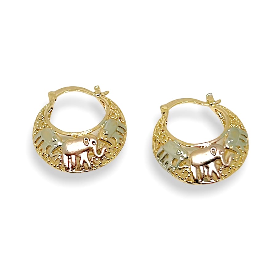 Three colors elephant hoops in rose silver 18k of gold plated earrings earrings