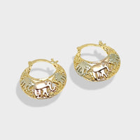 Three colors elephant hoops in rose silver 18k of gold plated earrings earrings