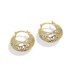 Three colors elephant hoops in rose silver 18k of gold plated earrings