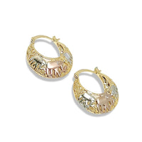Three colors elephant hoops in rose silver 18k of gold plated earrings earrings