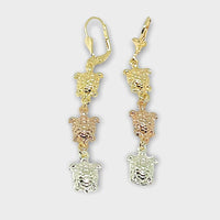 Three colors turtle in rose silver 18k of gold plated earrings earrings