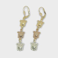 Three colors turtle in rose silver 18k of gold plated earrings earrings