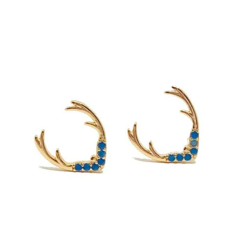 Dainty blue flower evil eye earrings studs 18k of gold plated