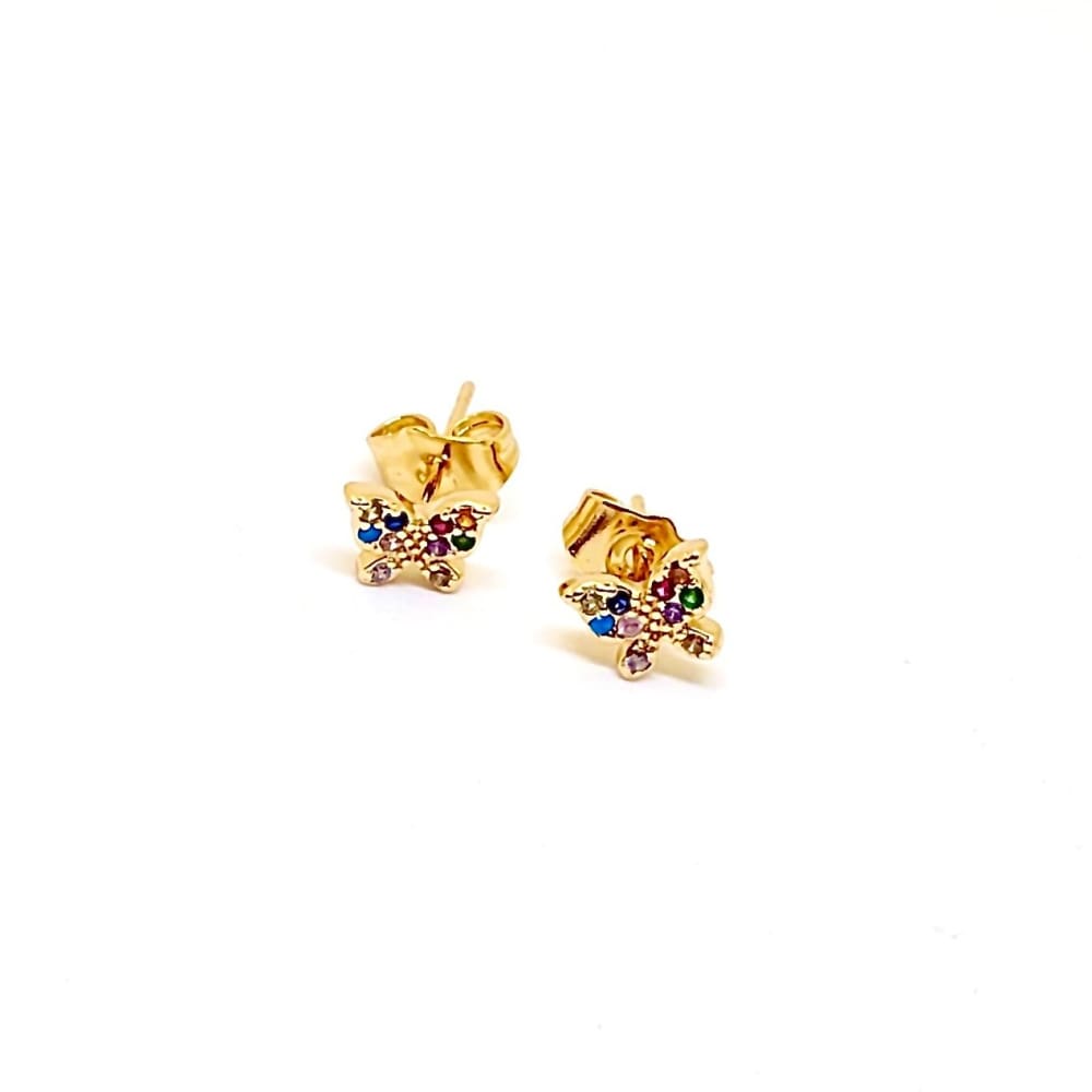Tiny butterflies multicolor studs earrings in 18kts of gold plated earrings
