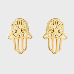 Tiny hamsa hand gold plated studs earrings earrings