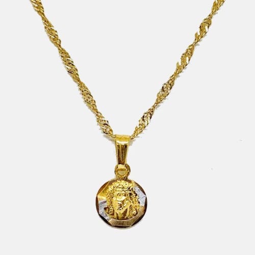 Torsal chain christ pendant 18kts of gold plated chains