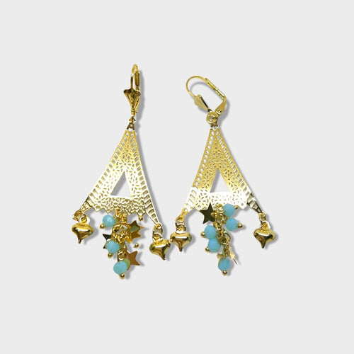 Tower earrings 18kts gold plated turquoise earrings