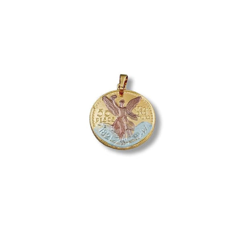 Tri - color angel centenario pendant in 18kts of gold plated