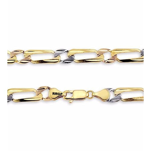 Tri color figaro - anchor 4mm 18kts gold plated chain 8.5bracelet chains