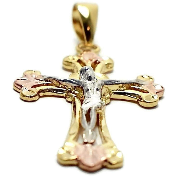 Tri color filigree cross 18kts of gold plated pendant charms & pendants