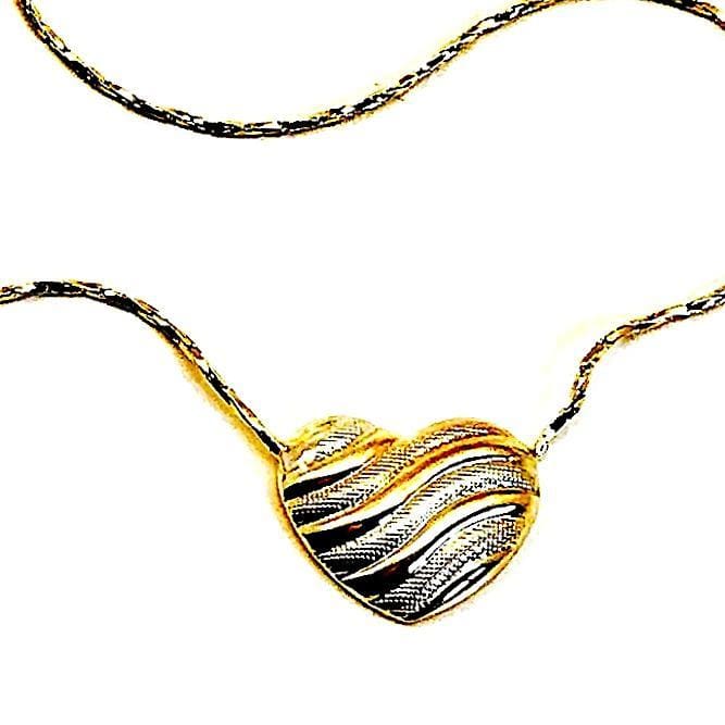 Tri-color heart 18 l necklace 18kt of gold plated chains