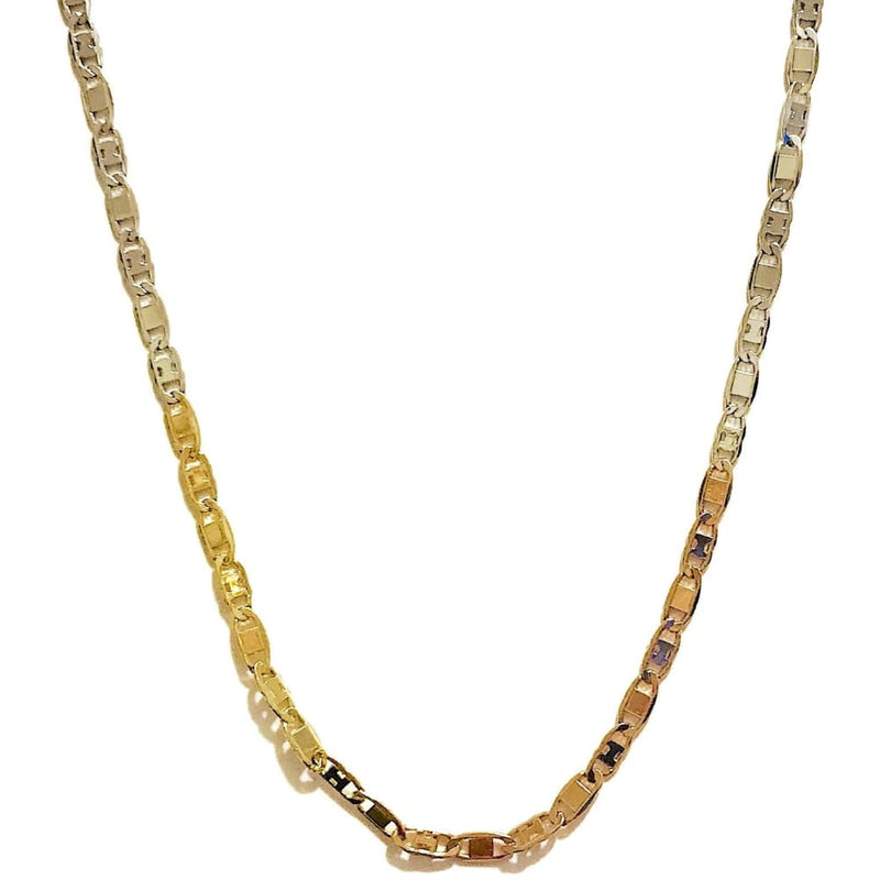 Tri color mariner 3mm 18kts gold plated chain chains