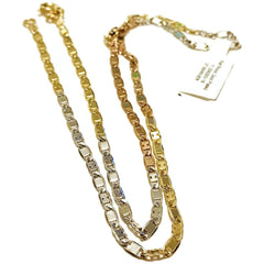 Tri color mariner 3mm 18kts gold plated chain chains