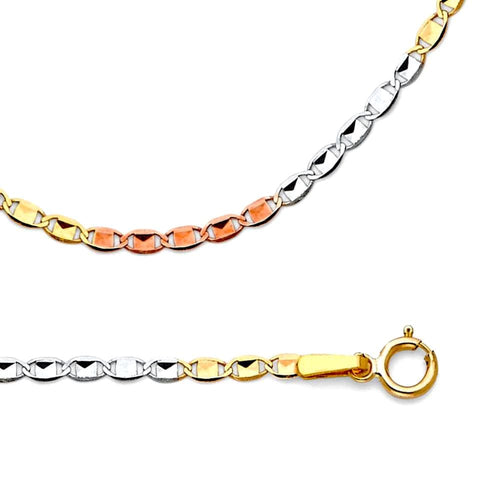 Tri color mariner 3mm 18kts gold plated chain chains