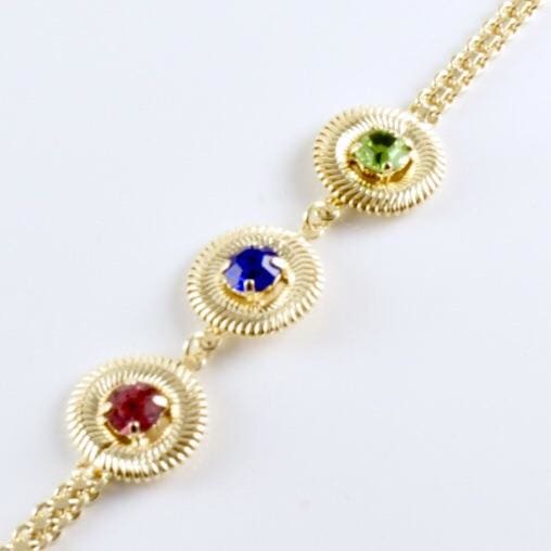 Tri-color red blue and green cz bracelet 7.5” bracelet