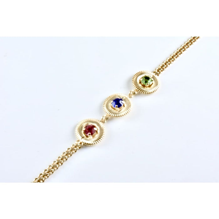 Tri-color red blue and green cz bracelet 7.5” bracelet