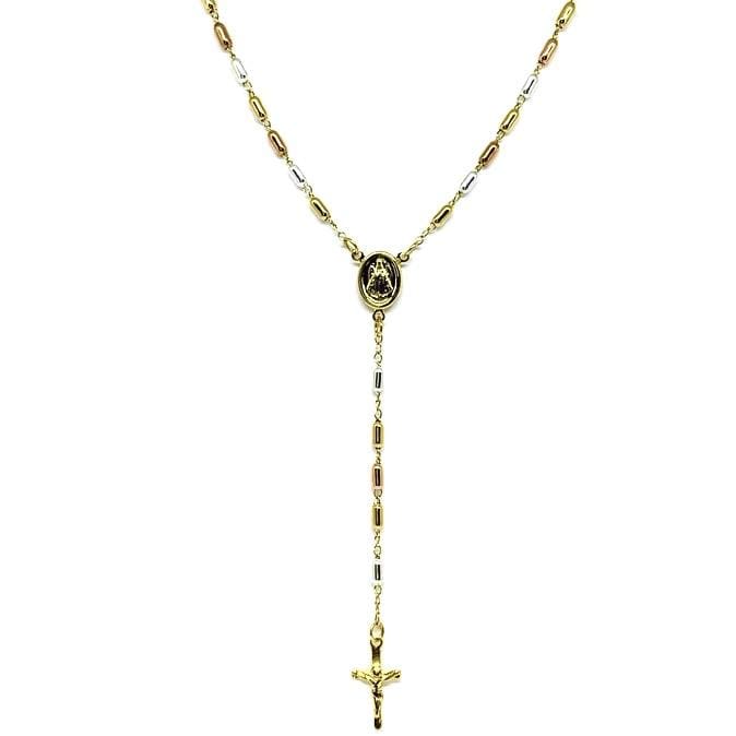 Tri color virgin milagrosa 4mm oval beads rosary 18kts of gold plated 20 rosaries