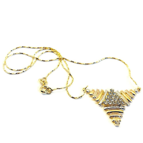 Triangle tri-color necklace 18kts of gold plated 18 chains