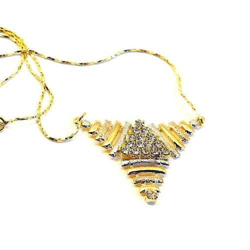 Triangle tri-color necklace 18kts of gold plated 18 chains