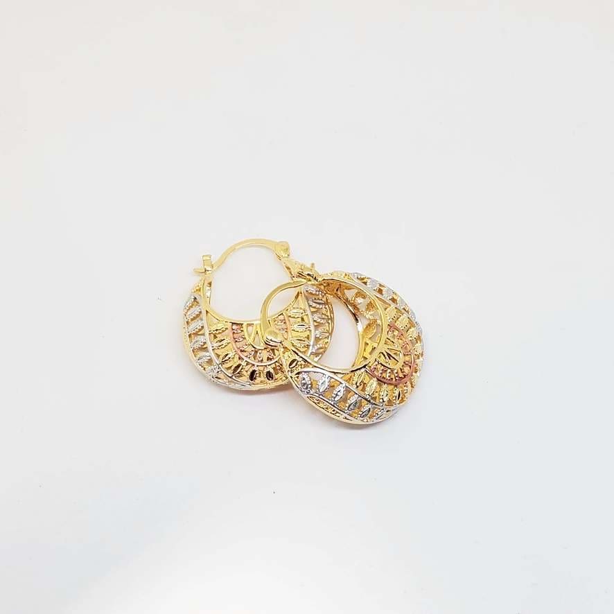 Tribal filigree hoops earrings 18kts of gold plated earrings