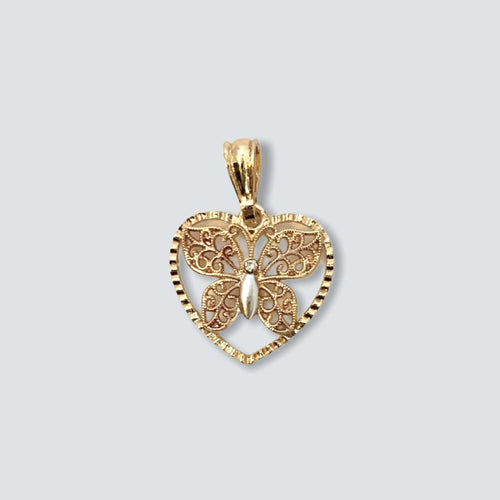 Tricolor butterfly pendant in 18kts of gold plated charms