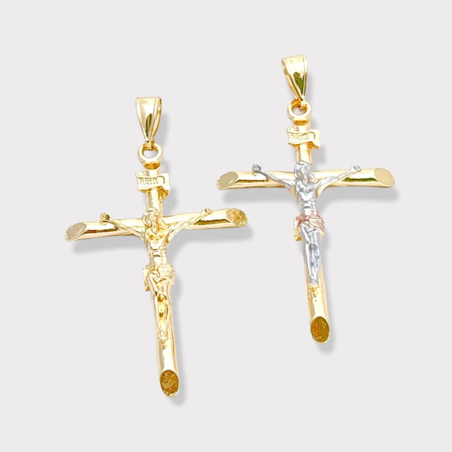 Tricolor crucifix pendant in 18k of gold plated charms & pendants