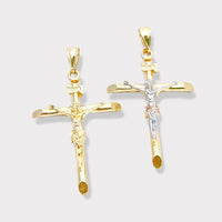 Tricolor crucifix pendant in 18k of gold plated charms & pendants