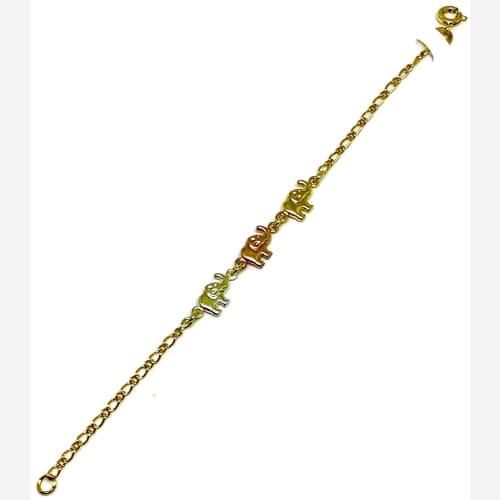 Tricolor elephant baby bracelet 18kts of gold plated bracelet