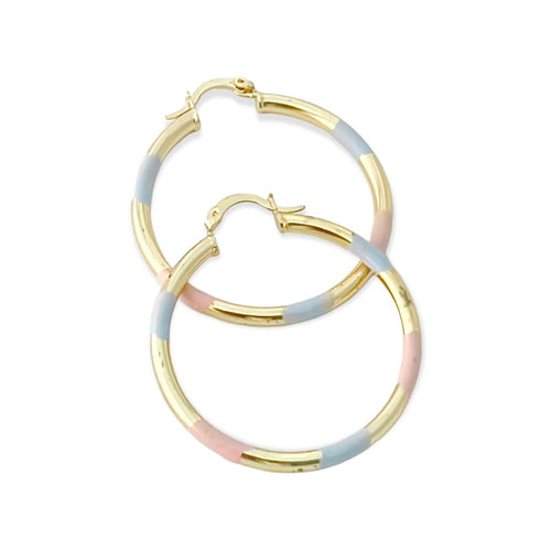 Tricolor hoops earrings in 18k of gold plated earrings