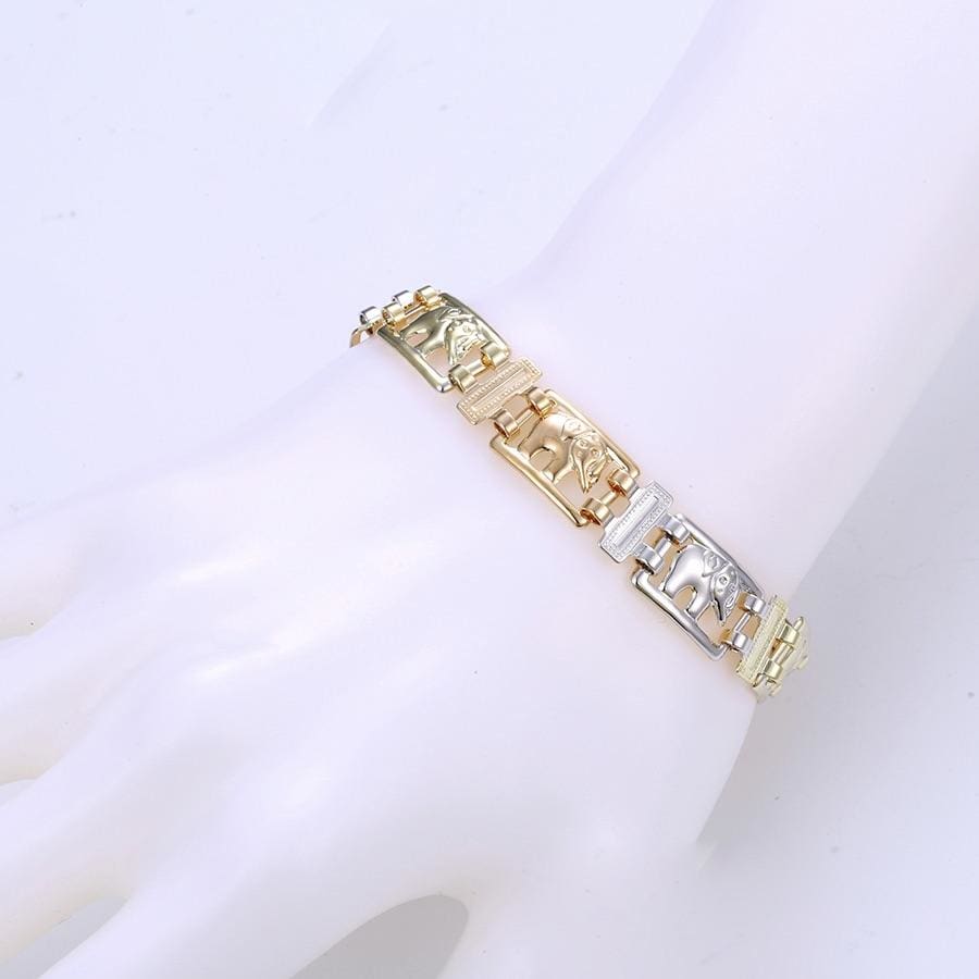 Tricolor link elephant 18kts of gold plated bracelet 7.5 bracelets