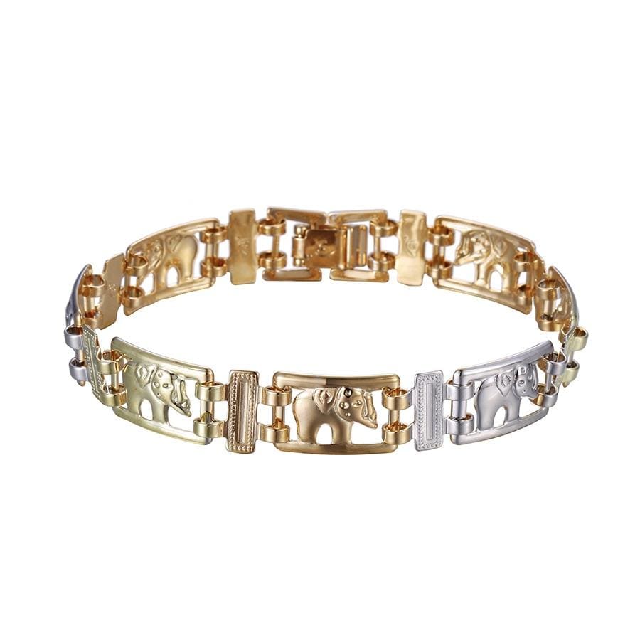 Tricolor link elephant 18kts of gold plated bracelet bracelets