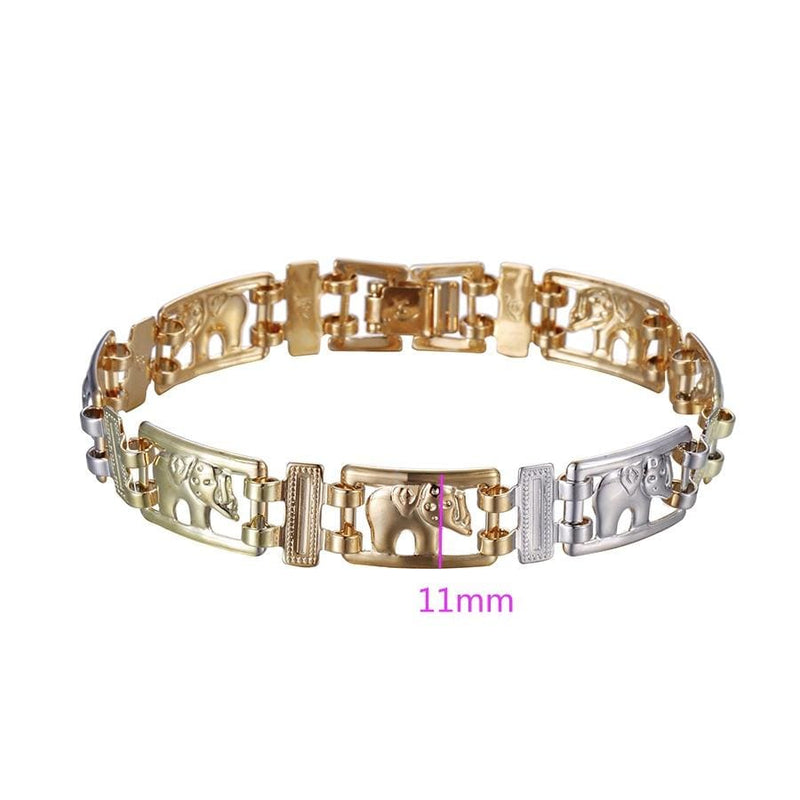 Tricolor link elephant 18kts of gold plated bracelet 7.5 bracelets