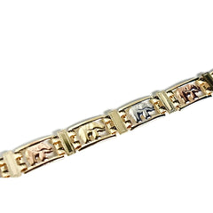 Tricolor link elephant 18kts of gold plated bracelet 7.5 bracelets