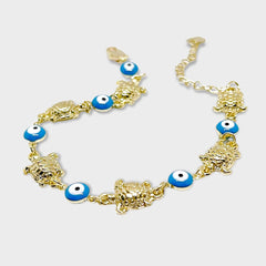 Turtle blue evil eye bracelet 18k of gold plated bracelet