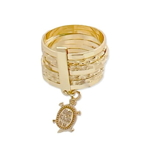 Turtle charm semanario ring in 18k gold plated rings