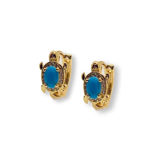Turtles turquoise top huggies earrings 18kts of gold plated
