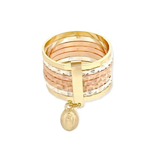 Virgin charm tri-color semanario ring in 18k gold plated rings