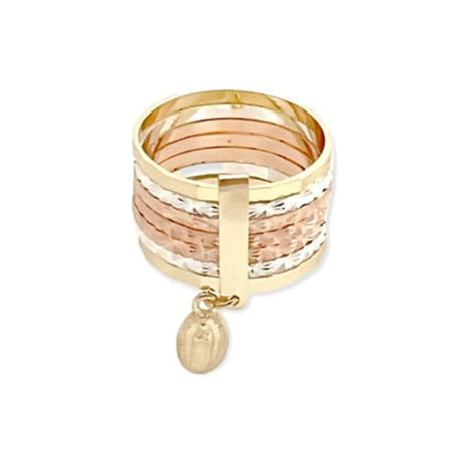 Virgin charm tri-color semanario ring in 18k gold plated rings